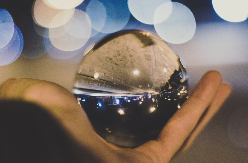 Crystal ball symbolising UX research agency's data-driven approach to remote user testing and competitive benchmarking