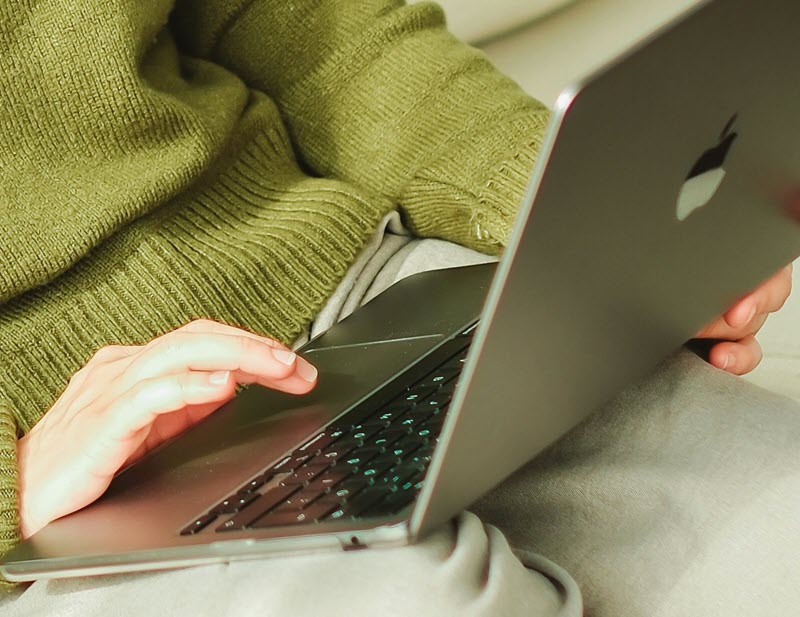 Laptop and hand